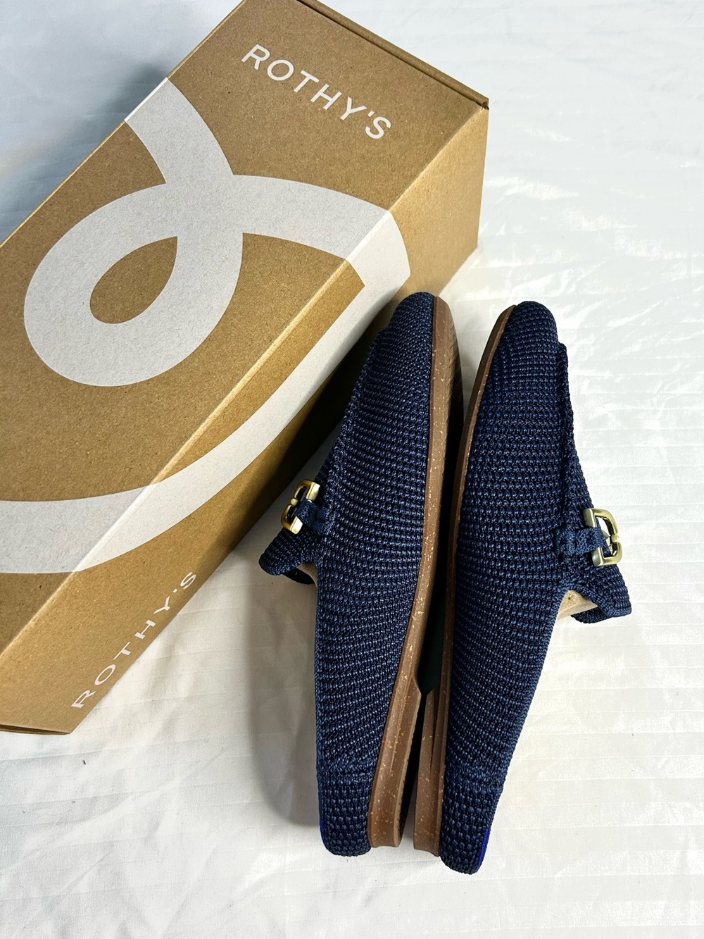 Rothy’s - The Double Bit Loafer Mule in Blue Raffia Knit in 6.5 - Picture 6 of 13